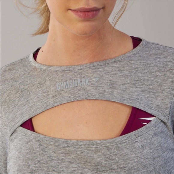 💖NWT💖 Gymshark Grey Cut Out Long Sleeve Top - Picture 2 of 6